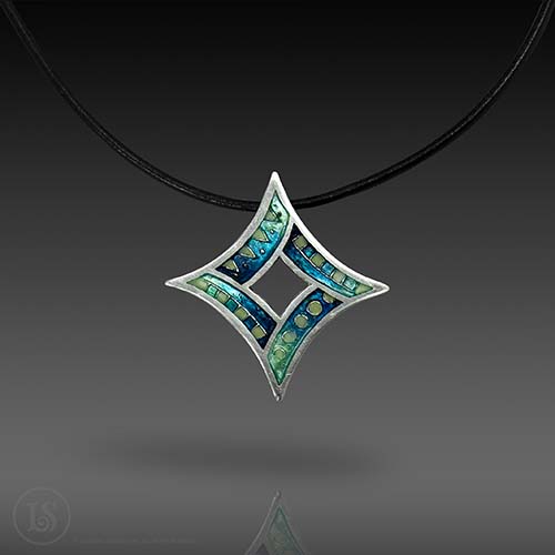 Aqua Twinkle Star Pendant, 960 sterling silver